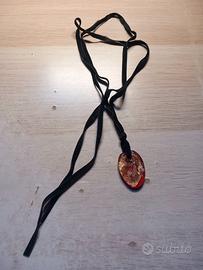 Collana vintage con pietra rosso oro donna