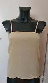 Top in pura seta giallo Benetton 