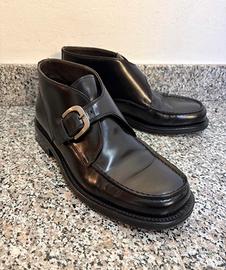 Polacchine monk strap nere artigianali pelle