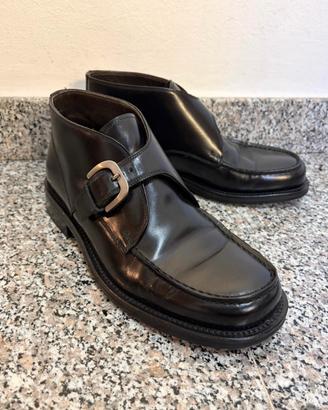 Polacchine monk strap nere artigianali pelle