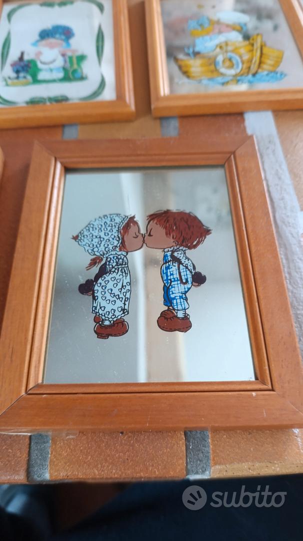 COPPIA N.2 QUADRI A SPECCHIO VINTAGE ANNI '80 - HOLLY HOBBIE 23 X 33 Cm