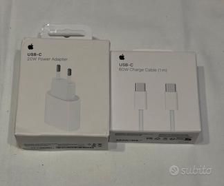 KIT Apple 20W USB-C + Cavo USB-C 1m 60W– NUOVI
