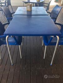 blocco tavoli e sedie colore blu