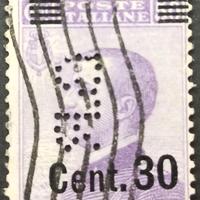 REGNO Perfin B.R. c.30 su c.50 PERFORATO