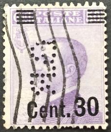 REGNO Perfin B.R. c.30 su c.50 PERFORATO