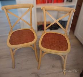Coppia Sedie Cross in legno di Olmo e Rattan