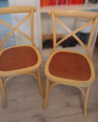 Coppia Sedie Cross in legno di Olmo e Rattan