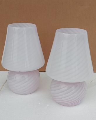 Lampade da tavolo in vetro di Murano swirl rosa 