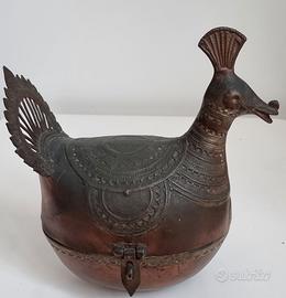 Pavone contenitore Indiano ornamentale vintage