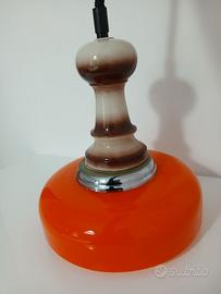 Lampadario Vintage Space Age Anni 70 Vetro Arancio