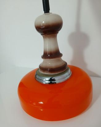 Lampadario Vintage Space Age Anni 70 Vetro Arancio