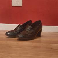 scarpe décolleté  nere in pelle stampato coccodril