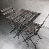 Tavolo+2 sedie da giardino, nero/mordente marrone 