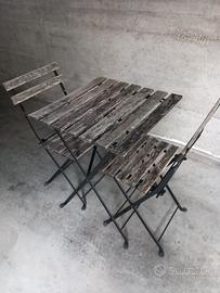 Tavolo+2 sedie da giardino, nero/mordente marrone 