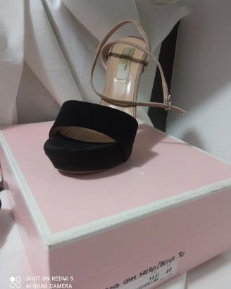 Sandali eleganti neri e beige tacco alto