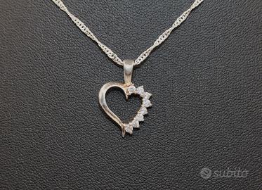 Splendida collana ciondolo cuore argento