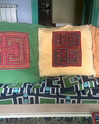 3 Cuscini vintage con MOLA GUNA/KUNA Panama - lavo