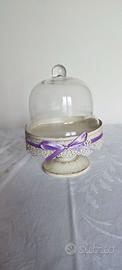 Alzatina Shabby Chic con Campana in Vetro - Porta