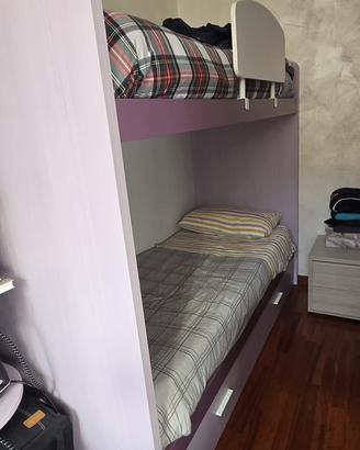 Letto a castello con cassettira e armadio