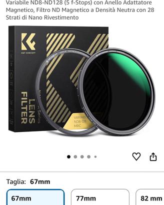 Filtro nd k&f variabile 67mm