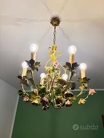 Lampadario in ferro dipinto stile fiorentino
