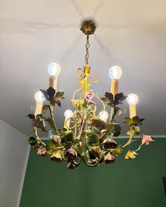 Lampadario in ferro dipinto stile fiorentino