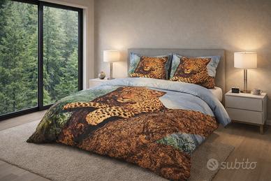 Parure Copripiumino Matrimoniale 250x200 LEOPARDO