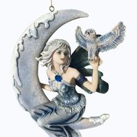 LES ALPES WINTER FAIRY FATA SEDUTA SU LUNA RARA