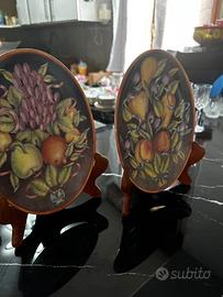 Coppia di piatti decorativi Limoges Obidos