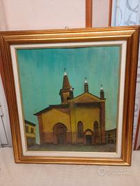 Dipinto olio su tela Chiesa di S.Cristoforo su Nav