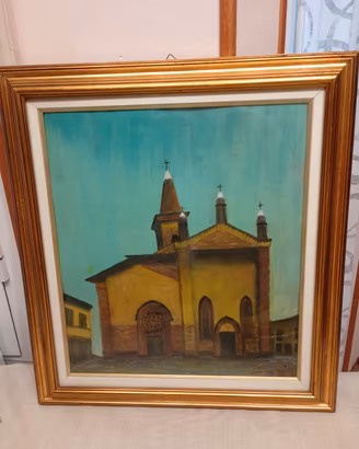 Dipinto olio su tela Chiesa di S.Cristoforo su Nav