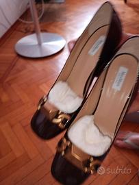 scarpe donna Max Mara vernice cioccolato bordeaux