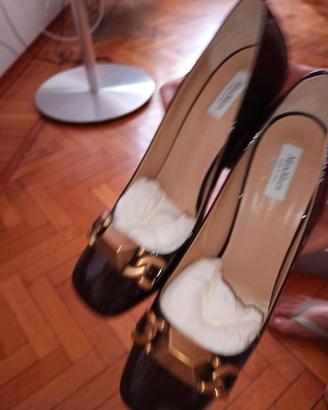 scarpe donna Max Mara vernice cioccolato bordeaux