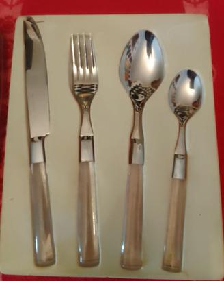 Set posate per 6 persone manico trasparente 