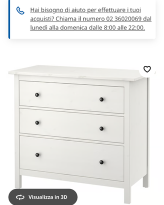 Cassettiera HEMNES IKEA rossa