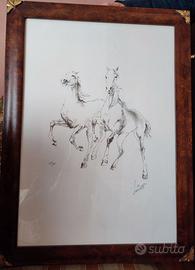 Litografia numerata Salvietti con cornice radica