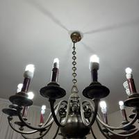 Lampadario in Ferro Battuto anni 80 Bracci 12