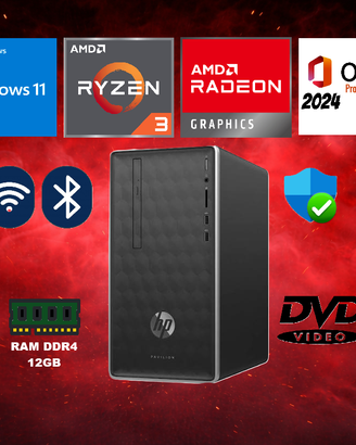 PC HP Ryzen 2200G 12GB RAM SSD NVMe + HDD Win 11