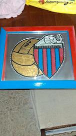 Mosaico Fatto a Mano Calcio Catania con Cornice