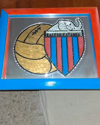 Mosaico Fatto a Mano Calcio Catania con Cornice
