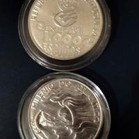 Coppia di 1000 escudos portoghesi DO ATLANTICO Ag 
