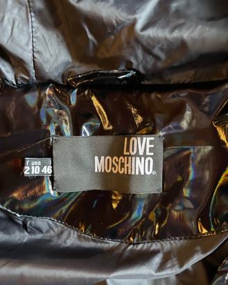 Piumino donna nero lucido Love Moschino
