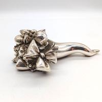 CORNO PORTAFORTUNA IN RESINA ARGENTATO 1980