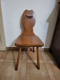 Set 4 Sedie Rustiche Alpine Tirolesi in Pino