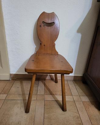 Set 4 Sedie Rustiche Alpine Tirolesi in Pino