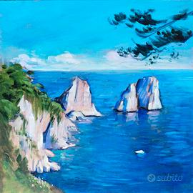 Paesaggio Capri dipinto su tela