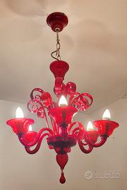 Lampadario Murano rosso MA.SI.