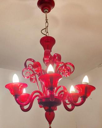 Lampadario Murano rosso MA.SI.