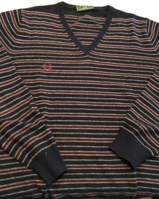 Maglione Fred Perry lana-cachemire righe scollo V