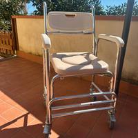 Sedia da Doccia con Ruote e Piedini Pieghevoli